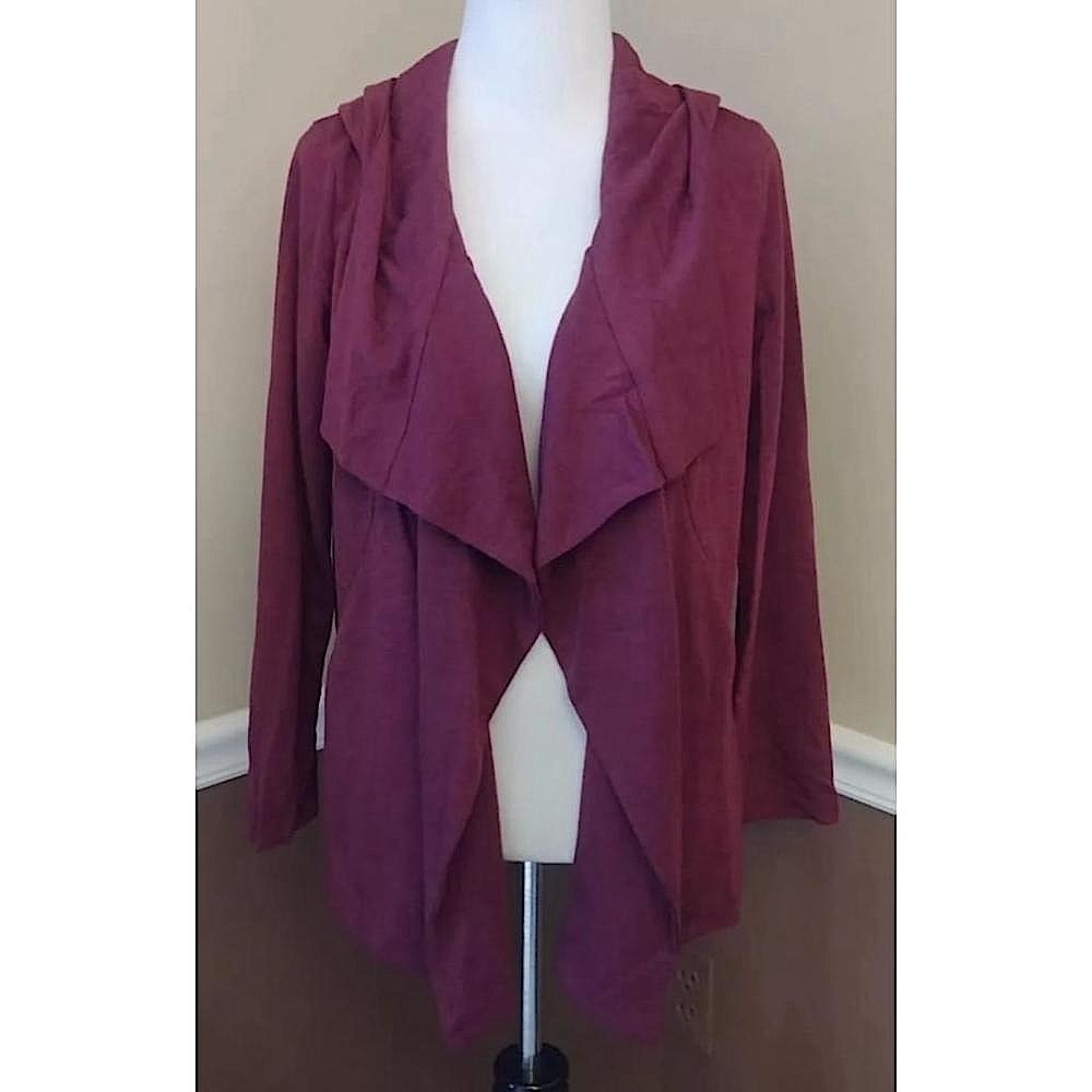Burgundy Draped Open Front Cardigan with Hood ModCloth brand Sweet Rain Medium